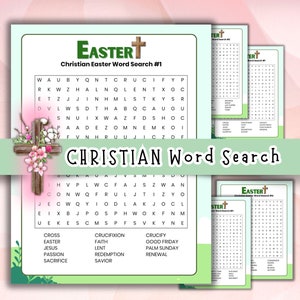 Christian Word Search, Easter Word Search, Bible Activity, Holy Week, Lent, Palm Sunday, Large Print, Dementia Activity,  Christianity