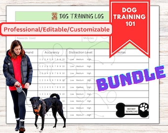 Registro de entrenamiento de perros, Registro de entrenamiento de cachorros, Diario de entrenamiento de perros, Rastreador de entrenamiento de perros, Descarga instantánea editable