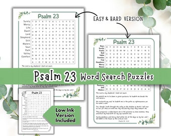 Salmo 23 Búsqueda de palabras, Salmo 23 para niños, Juegos para grupos juveniles, Juegos bíblicos, Señor es mi pastor, Escuela dominical, KJV imprimible
