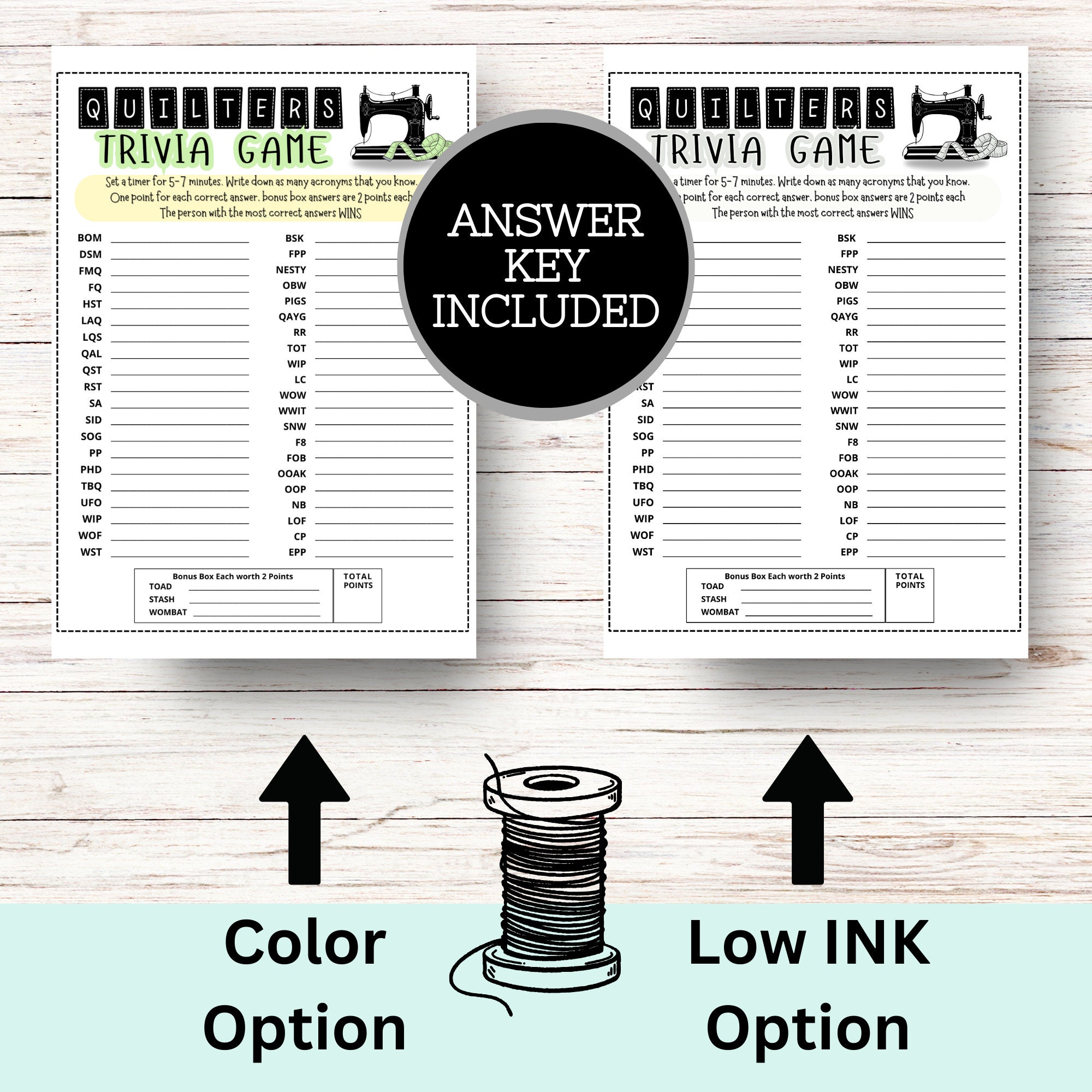 Quilt Trivia Game, Quilt Retreat Games, Quilt Guild Games, Retreat