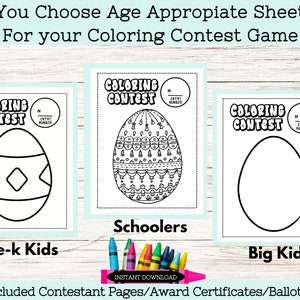 Easter Egg Coloring Contest Easter Coloring Pages Class - Etsy