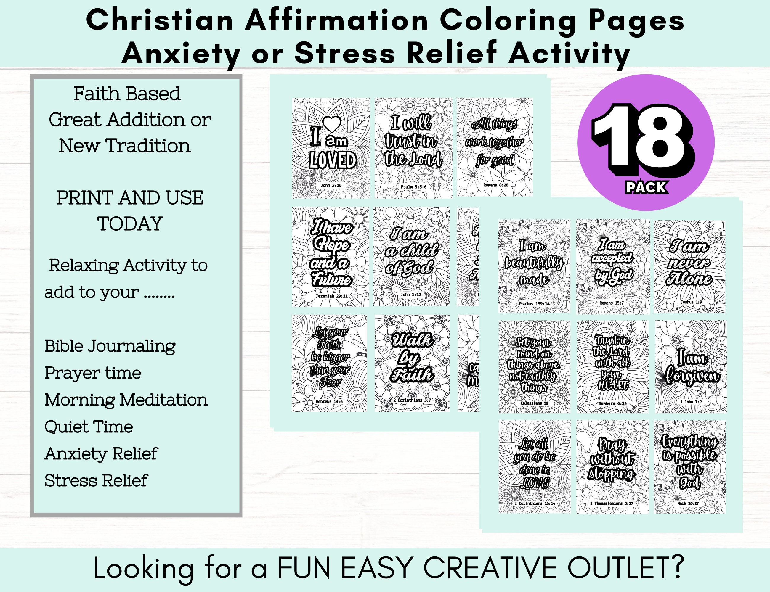 Christian Coloring Pages, Bible Journaling Printable, Mental Health ...