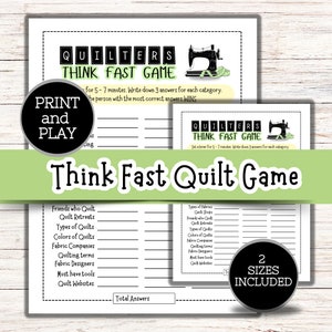 Quiltspel, denk snel quiltspel, quiltretraitespellen, quiltgildespellen, retraite-activiteiten, ijsbrekerspel (groen)