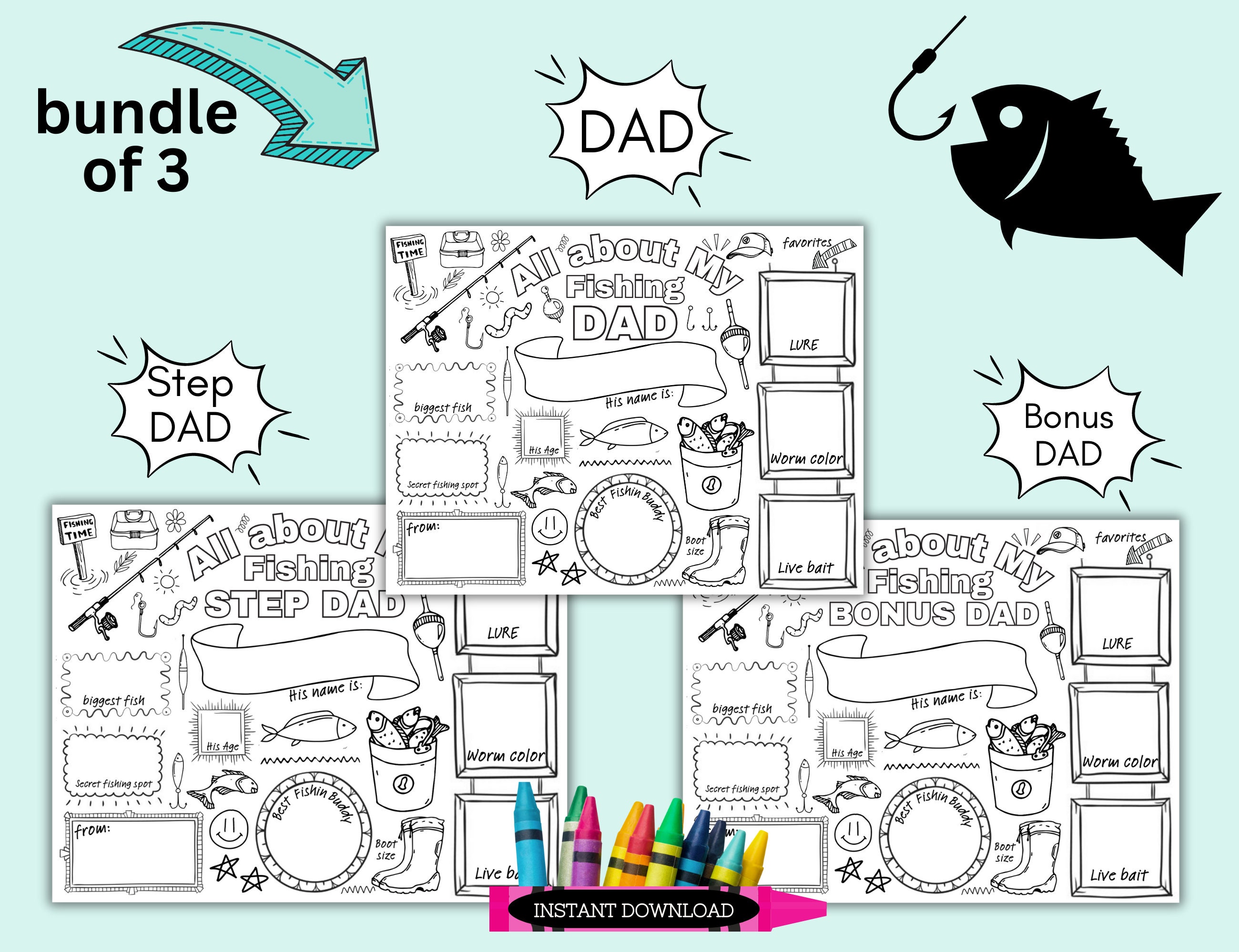 All About My Dad, Fathers Day Fishing Gift From Kids, DIY Gift for Dad ...