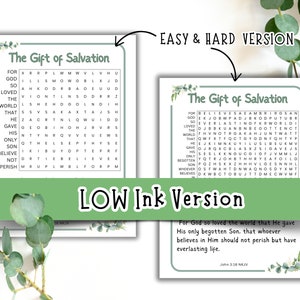 The Gift of Salvation Word Search, John 3 16, Plan of Salvation, Bible ...