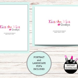 Kiss the Miss Goodbye Printable Template, Bachelorette Party Guest Book ...