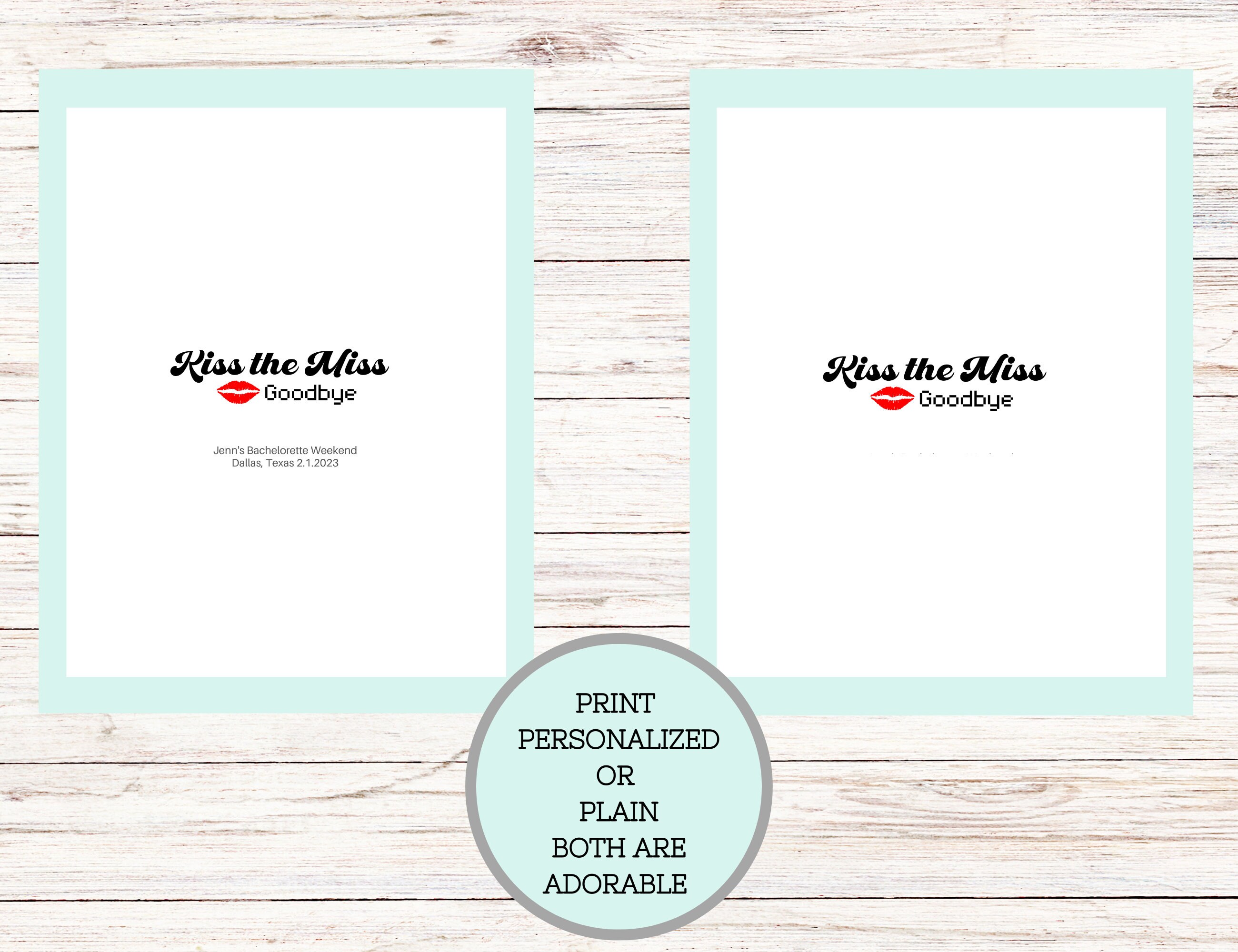 Kiss the Miss Goodbye, Printable Template, Miss to Mrs., Guest Book ...