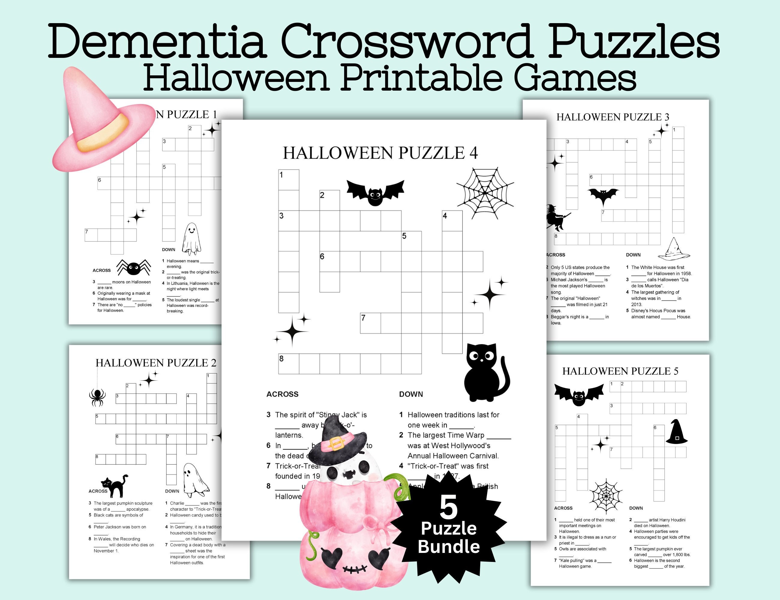 Dementia Crossword Puzzles, Halloween Games for Adults, Dementia