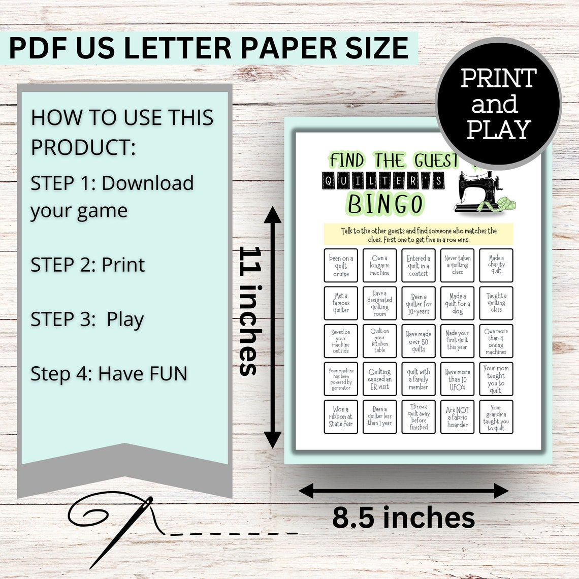 Quilt Bingo Game, Find the Guest Who, Quilt Guild Games, Retreat