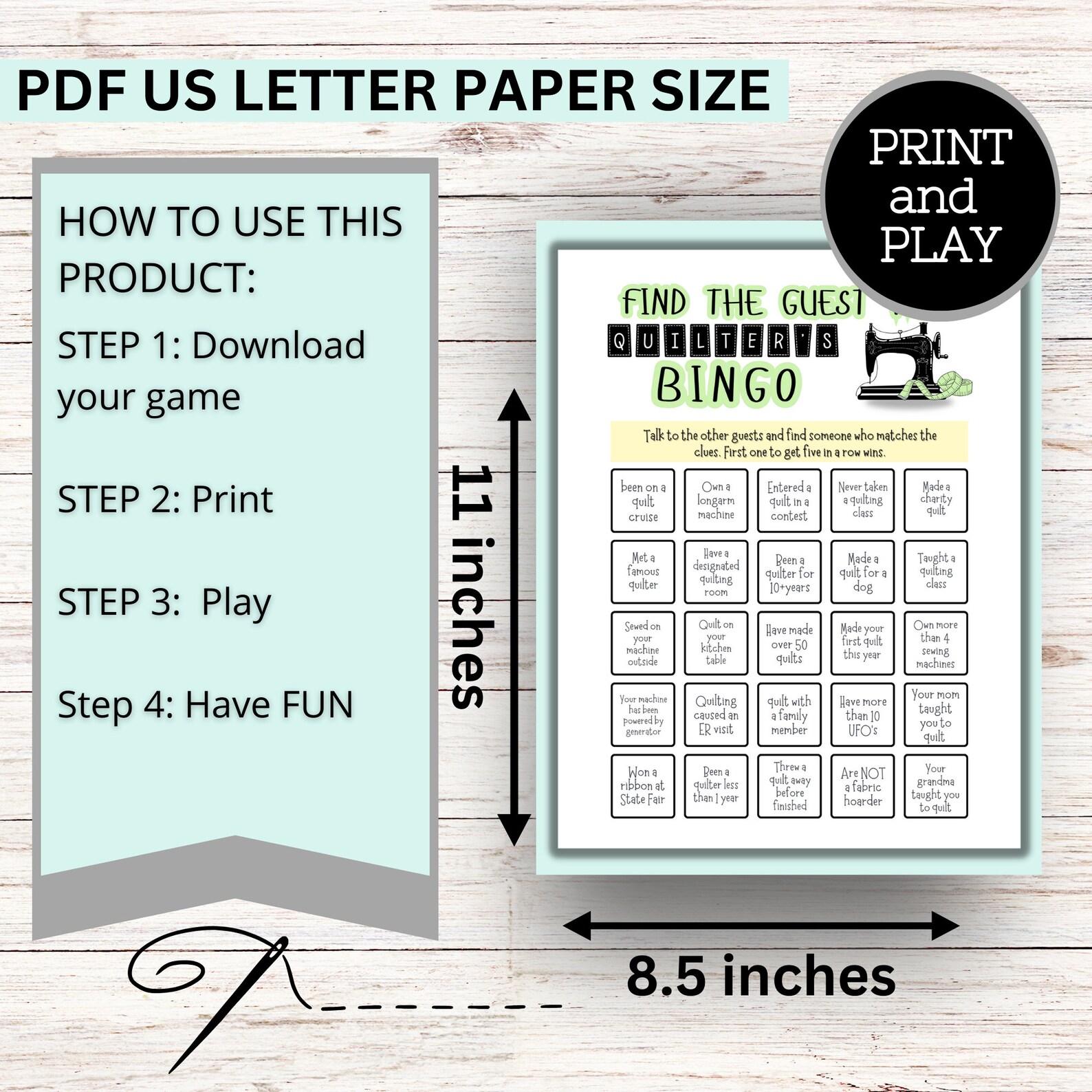 Quilt Bingo Game, Find the Guest Who, Quilt Guild Games, Retreat