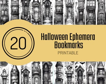 Aesthetic Bookmarks, Spooky Bookmark, Halloween, Digital, Printable Junk Journal, Mixed Media, Vintage, downloadable, Victorian Ephemera