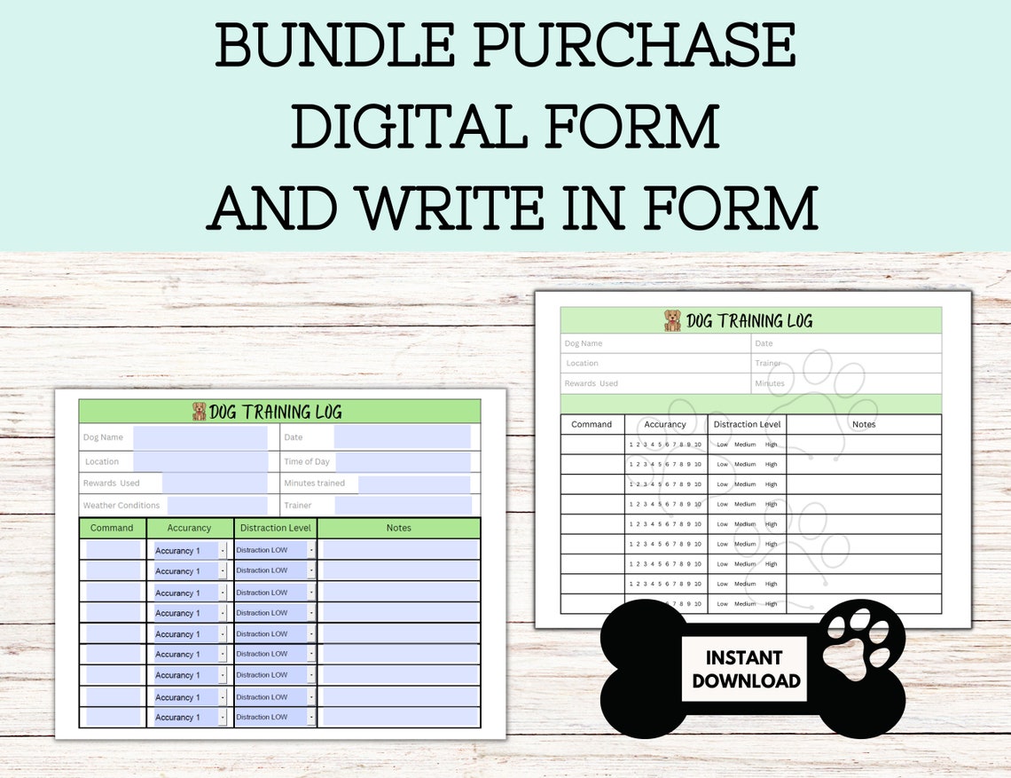 Dog Training Log, Puppy Training Log, Dog Training Journal, Dog