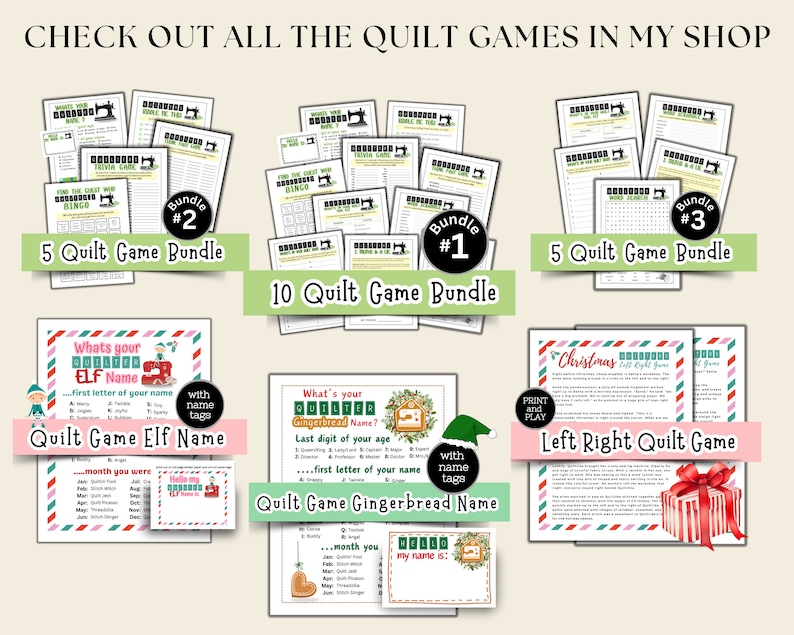 Christmas Left Right Game, Gift Exchange Game, Quilt Guild Games, Quilt