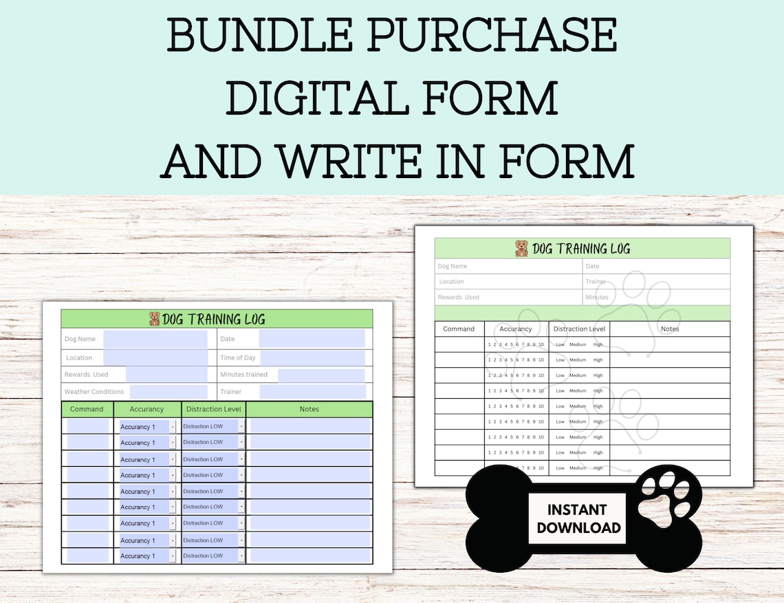 Dog Training Log, Puppy Training Log, Dog Training Journal, Dog