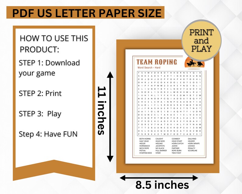 Team Roping Word Search, Team Ropers Game for Kids, Rodeo Cowgirl ...