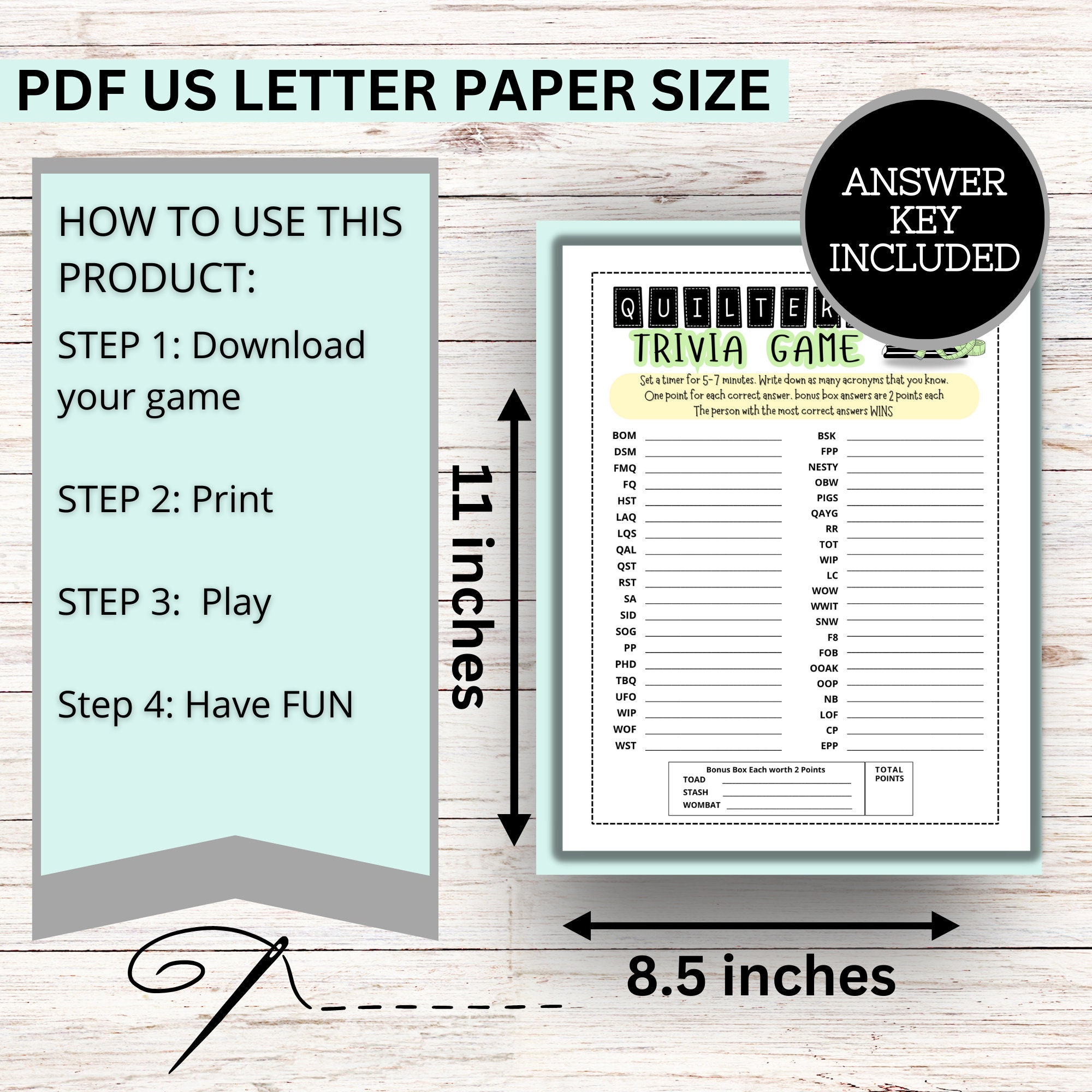 Quilt Trivia Game, Quilt Retreat Games, Quilt Guild Games, Retreat