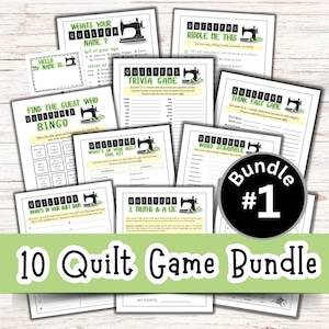 Quilt Game Bundle, #1 Bundle, Quilt Guild Games, Quilt Club, Retreat Activities, Retreat Planning, Quilting Games, Ice Breaker Game (Green)