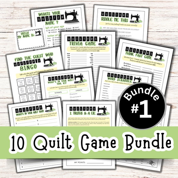 Quilt Game Bundle, #1 Bundle, Quilt Guild Games, Quilt Club, Retreat Activities, Retreat Planning, Quilting Games, Ice Breaker Game (Green)