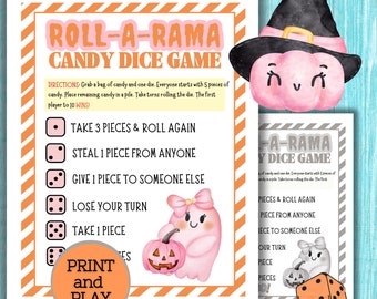 Halloween Candy Dice Game, Halloween Activities, Halloween Games for Kids, Candy Dice Game, Printable Halloween Games, Candy Dice Game