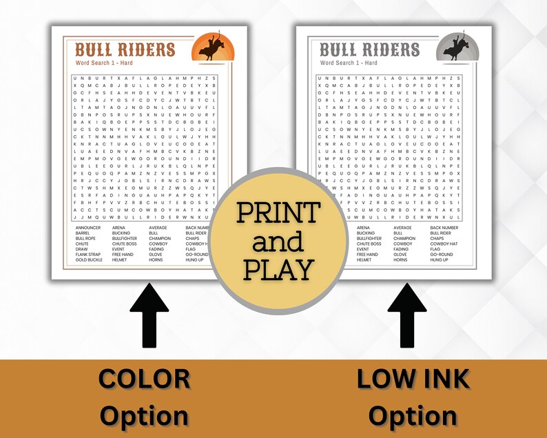 Bull Riders Word Search, Bull Riding Game for Kids, 8 Second Ride ...