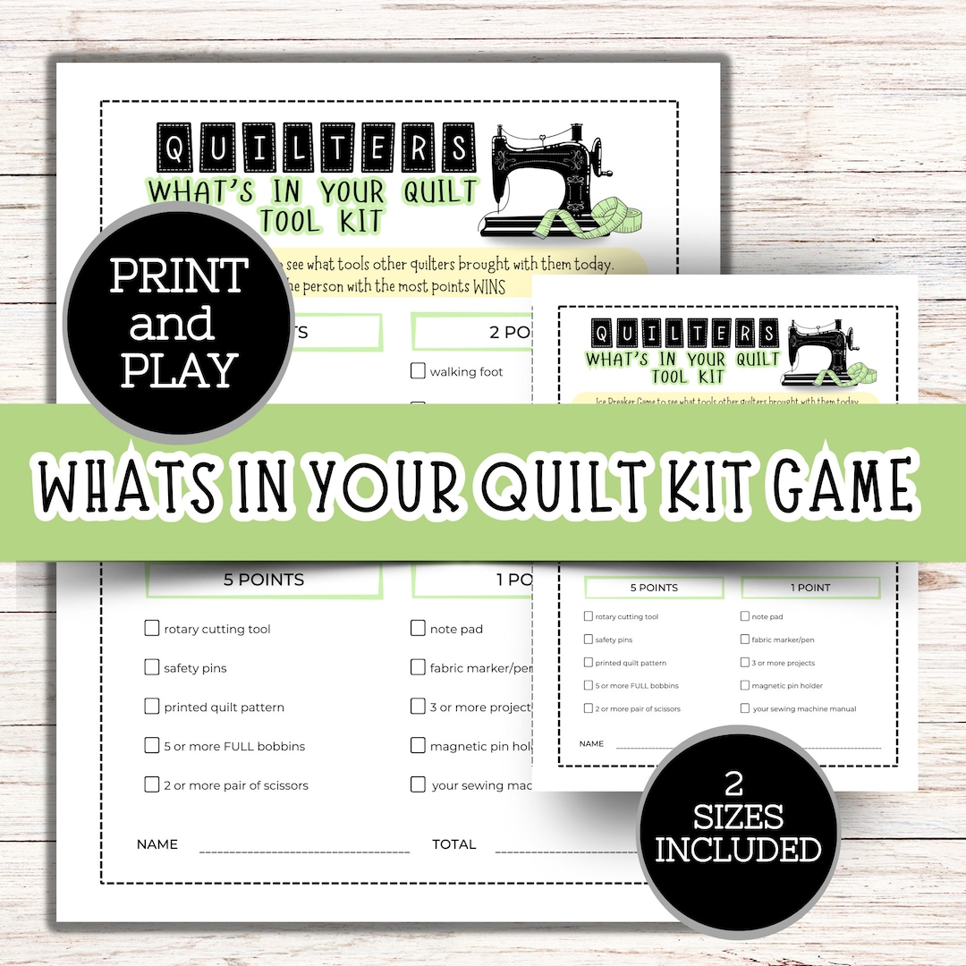 Quilt Game, What's in Your Quilt Tool Kit, Quilt Retreat Games, Quilt Guild Games, Retreat