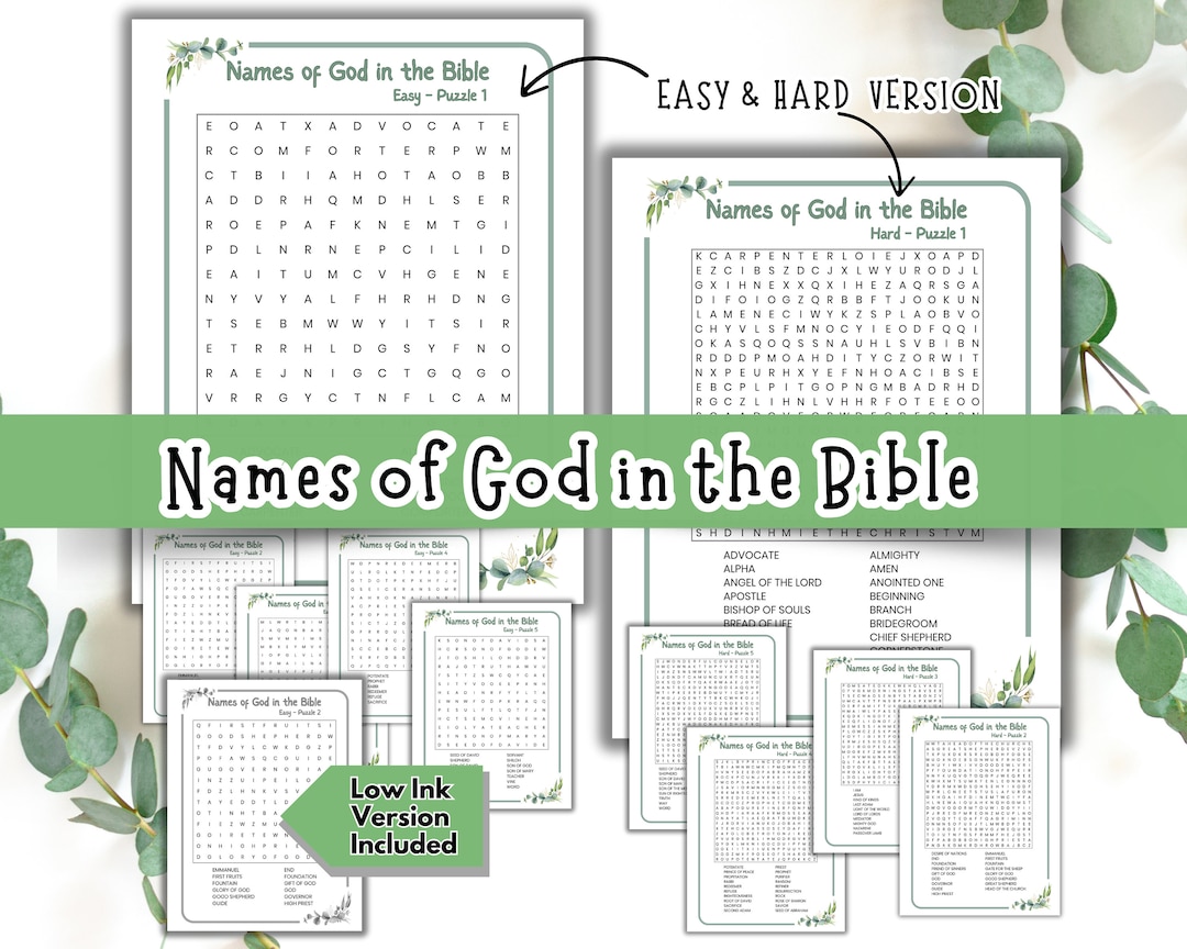 The Names of God Word Search, Lion of Judah, Lamb of God, Bible Study ...