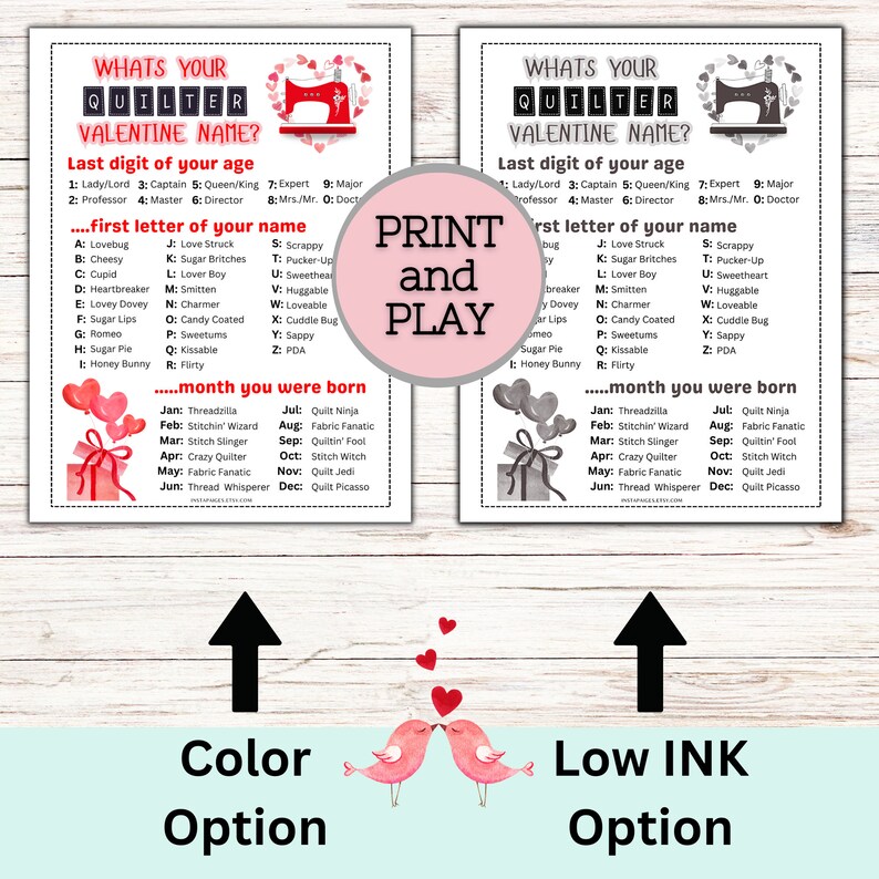 Valentine's Day Quilt Game Bundle, Games for Quilters, Word Scramble