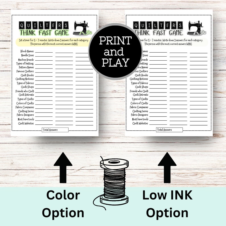 Quilt Game, Think Fast Quilt Game, Quilt Retreat Games, Quilt Guild