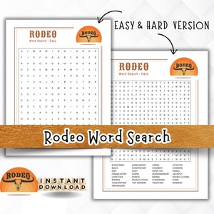 Rodeo Word Search,  Rodeo games for kids, Rodeo Cowgirl, Western Cowboy, Rodeo Mom, Barrel Racing to Bull Riding, Gift for Rodeo Lovers