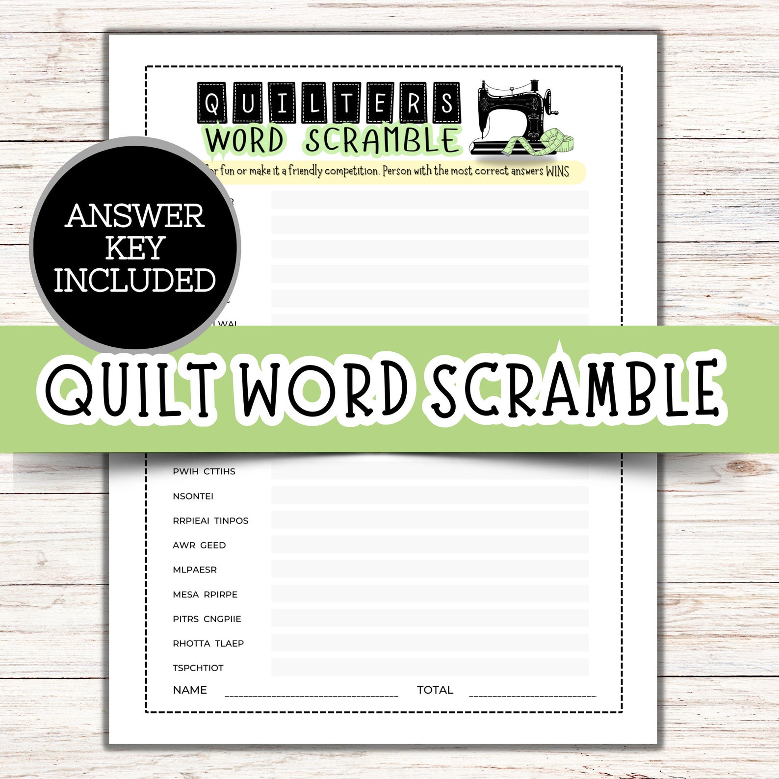 Quilt Word Scramble, Quilt Retreat Games, Quilt Guild Games, Retreat