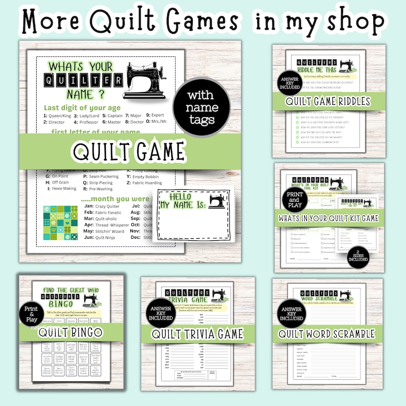 Quilt Trivia Game, Quilt Retreat Games, Quilt Guild Games, Retreat