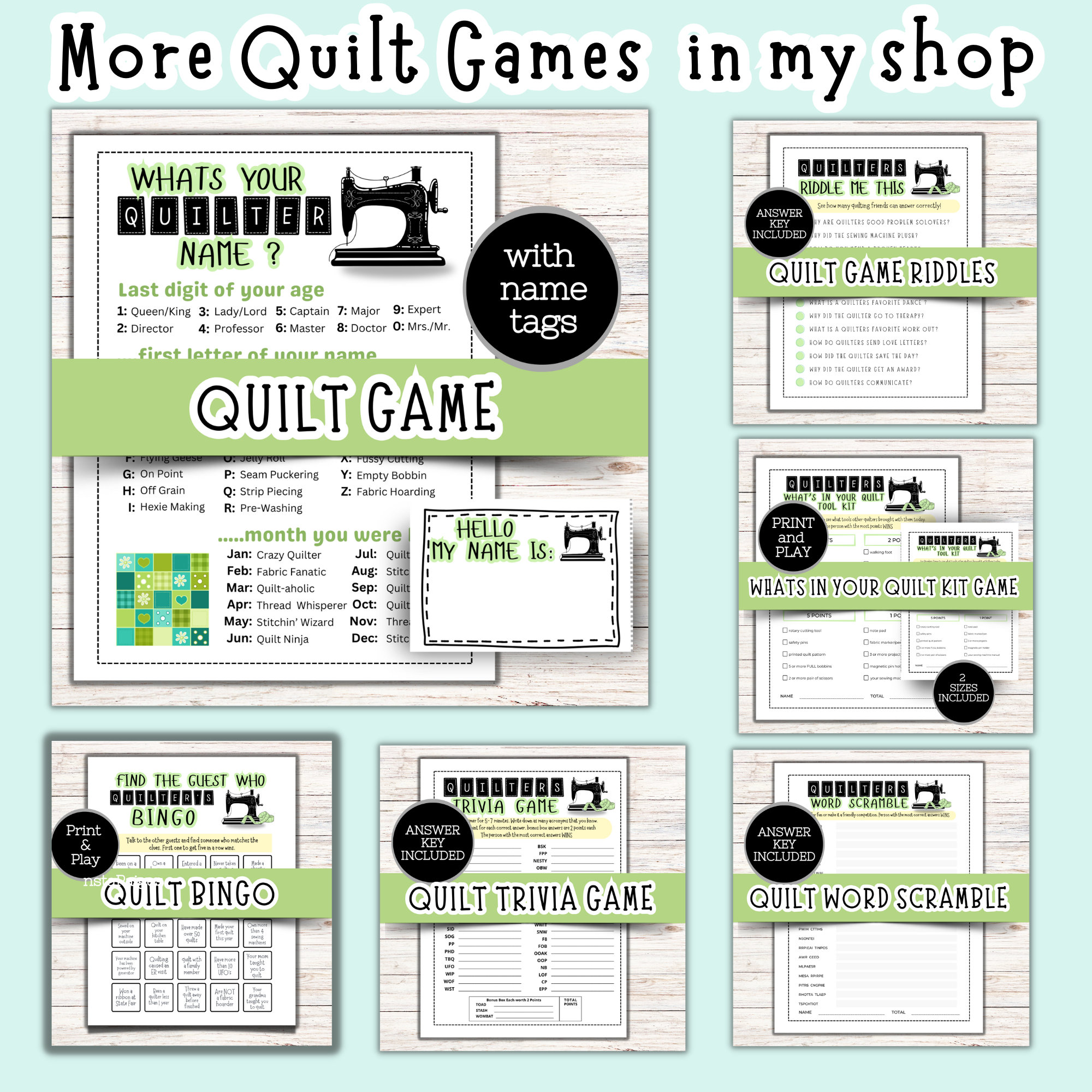 Quilt Trivia Game, Quilt Retreat Games, Quilt Guild Games, Retreat