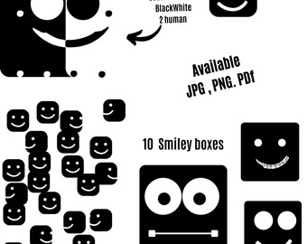 Digital Smiley Emoji Box  , (PNG - JPG - PDF ) Scarface Art with smile illusion !