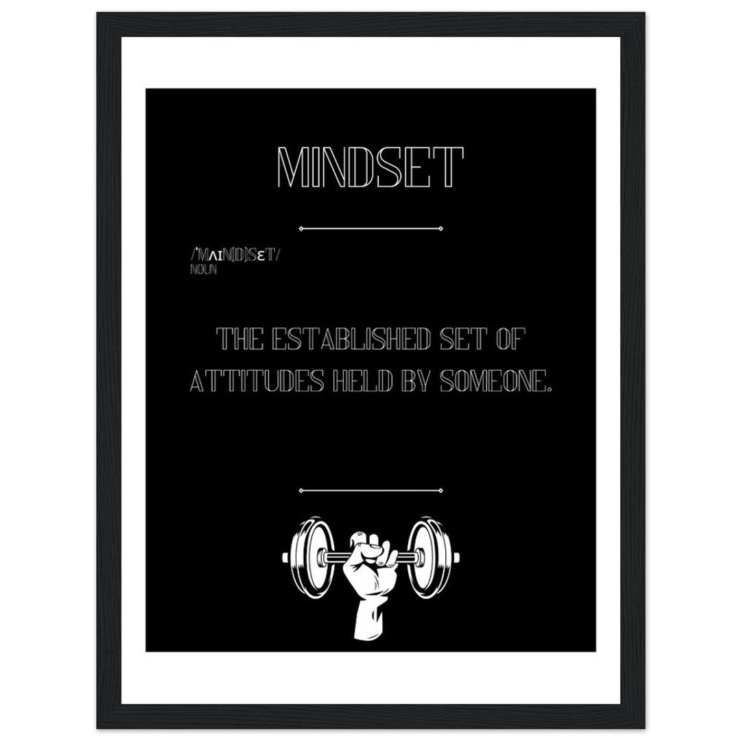 Mindset Frame Mindset - Motivational Wall Art. Black Wooden Frame 12”x16” (30x40cm ...
