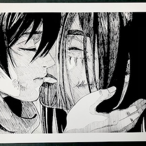 Eren and Mikasa Black & White FAN-MADE Art Print | AOT | High-Quality | Eren Yaeger | Mikasa Ackerman | Attack on Titan | Anime Poster