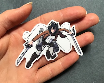 Mikasa AOT Anime Sticker | Handmade Glossy Fanart