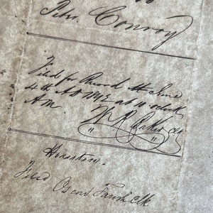 Antique Document: 1842 Republic of Texas Land Grant in Houston, TX Signed by William Baker