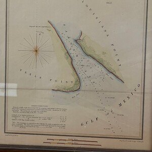 1853 Map U.S. Coastal Survey of Sabine Pass, TX