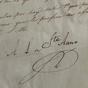 Framed Handwritten Letter by Santa Anna from 1842 – Antique Historic Document