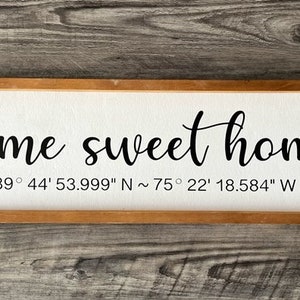 Coordinate Sign, GPS Location Sign, GPS Sign, Home Sweet Home Sign, Family Name Sign with Coordinates, House Warming, Gifts, Sign, Realtor