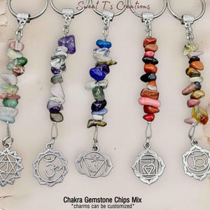 7 Chakra Gemstone Keychain, Customizable Charm, Car FOB Accessory, Mirror Charm, Suncatcher, Purse/Handbag Pendant, Unique Unisex Gift