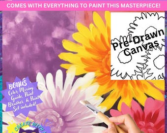 NEW - Flowers For Days - Painting Kit - Paint Your Own - Canvas Painting - Paint & Sip - Paint Party - DIY Paint Kit