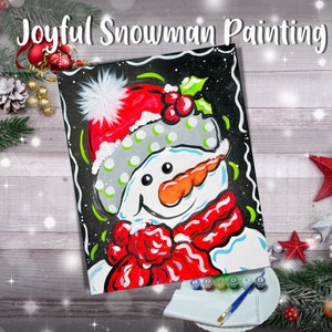 DIY Joyful Snowman Painting Kit - Paint Your Own - Hand-Drawn - Canvas Painting - Paint & Sip - Paint Party - Paint Kit - DIY Paint Kit