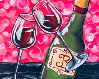 Cheers To Us Painting Kit - Paint Your Own - Canvas Painting - Paint & Sip - Paint Party - Paint Kit - DIY Paint Kit