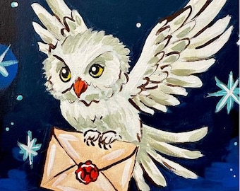 NEW - Owl Express Painting Kit - Paint Your Own - Hand-Drawn - Canvas Painting - Paint & Sip - Paint Party - Paint Kit - DIY Paint Kit