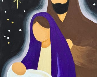 NEW- Holy Family Painting Kit - Paint Your Own - Hand-Drawn - Canvas Painting - Paint & Sip - Paint Party - Paint Kit - DIY Paint Kit