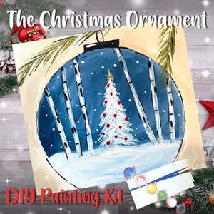 The Christmas Ornament Painting Kit - Paint Your Own - Hand-Drawn - Canvas Painting - Paint & Sip - Paint Party - Paint Kit - DIY Paint Kit