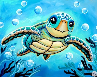 NEW Sea Turtle Painting Kit - Paint Your Own - Hand-Drawn - Canvas Painting - Paint & Sip - Paint Party - Paint Kit - DIY Paint Kit