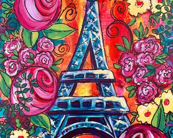 Florals in Paris Painting Kit - Paint Your Own - Canvas Painting - Paint & Sip - Paint Party - Paint Kit - DIY Paint Kit