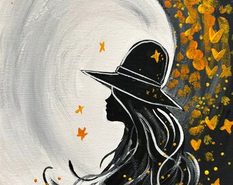 NEW - Fall Woman Painting Kit - Paint Your Own - Hand-Drawn - Canvas Painting - Paint & Sip - Paint Party - Paint Kit - DIY Paint Kit